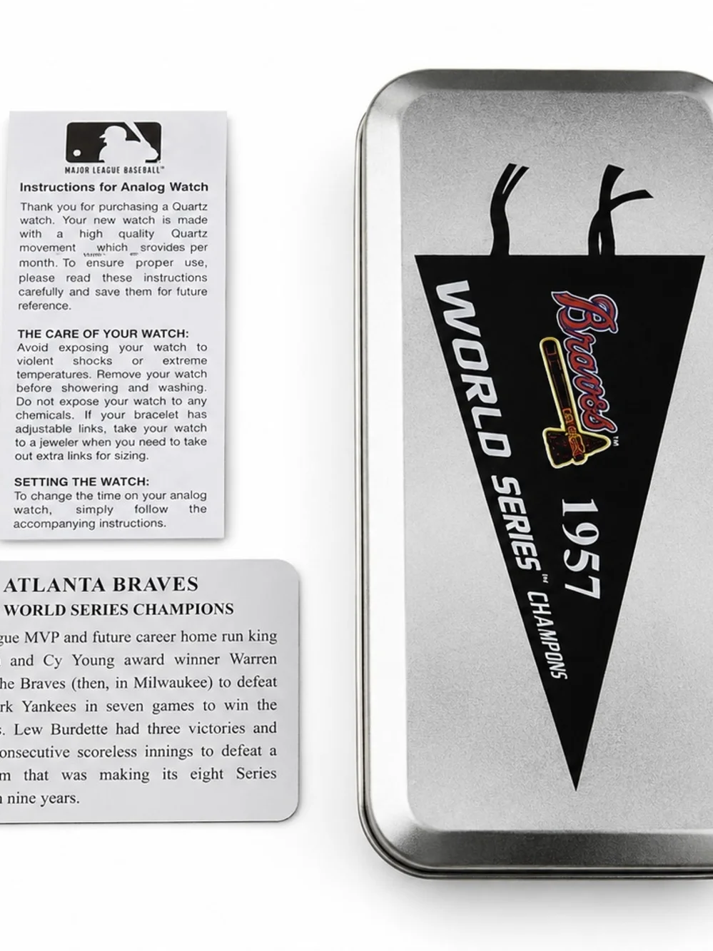 Game Time Atlanta Braves 1957 World Series Champions Watch New Battery w/Tin